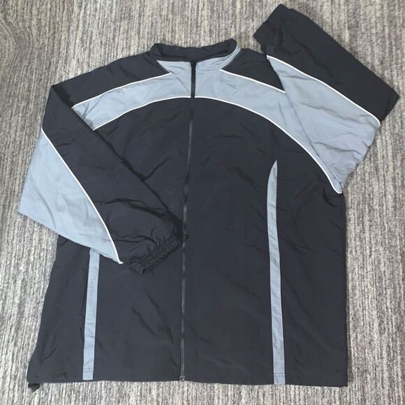 Tonix Mens Size 3XL Athletic Full Zip Front Running Jacket Black‎ Gray Nylon NWT - Picture 1 of 6